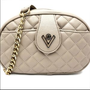 NWT Valentino Orlandi Quilted Tan Vegan Leather Crossbody
